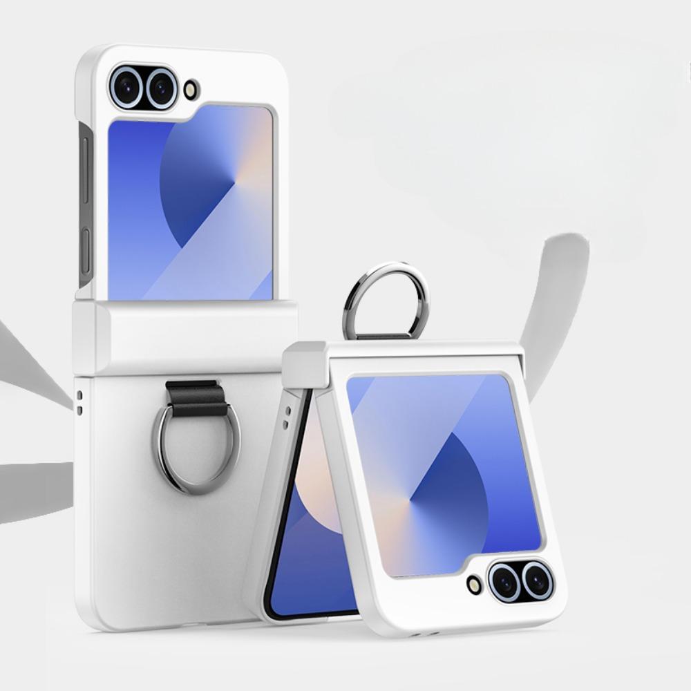 Plastic Hard Shell Ring Phone Case for Samsung Galaxy Z Flip 6 5 4 3 Flip6 Flip5 Flip4 Flip3 Hinge Protection Shockproof Cover