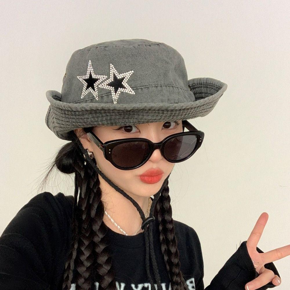 Солнцезащитная шляпа-панама Star из денима с широкими полями, летняя солнцезащитная шляпа, походная парусиновая шляпа-рыбак для рыбалки