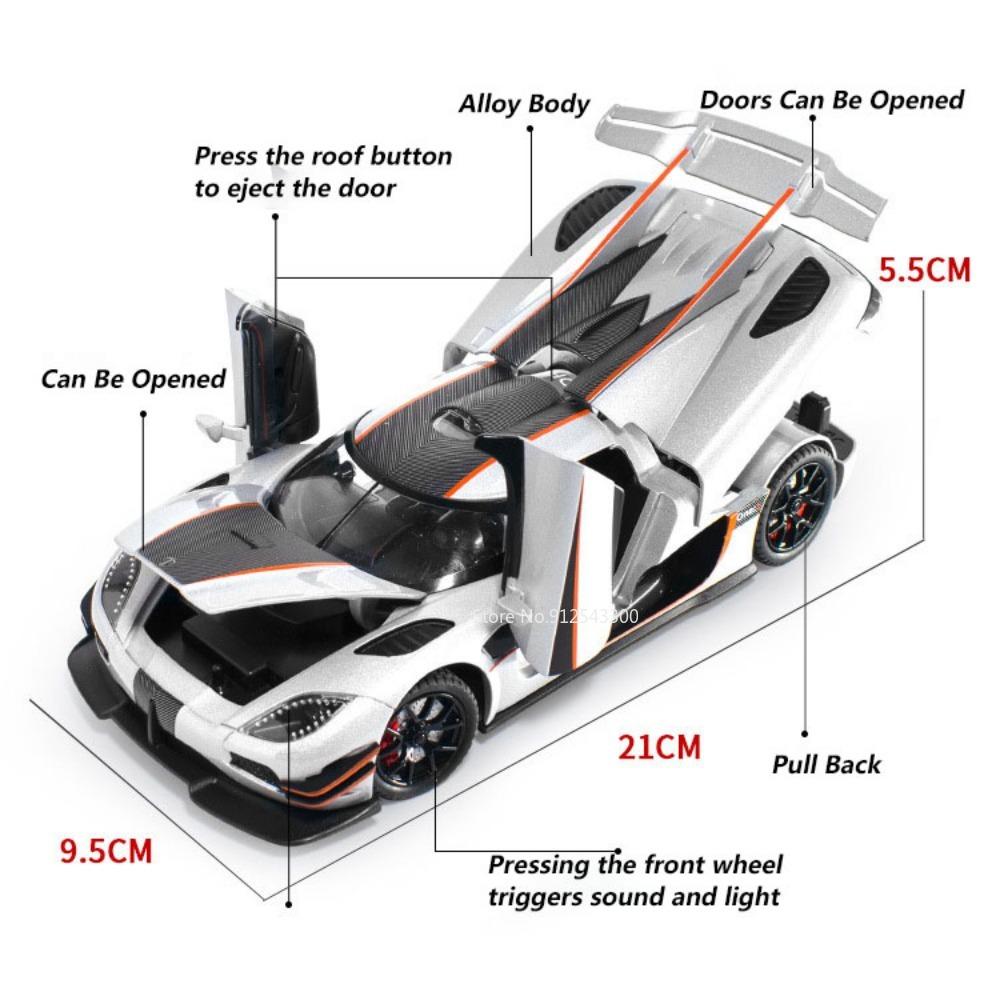 1/24 Koenigsegg One1, модель автомобиля из сплава, литая под давлением игрушка со звуковым светом, откатным моделированием, масштабная модель автомобиля, игрушка для мальчика, подарок на день рождения