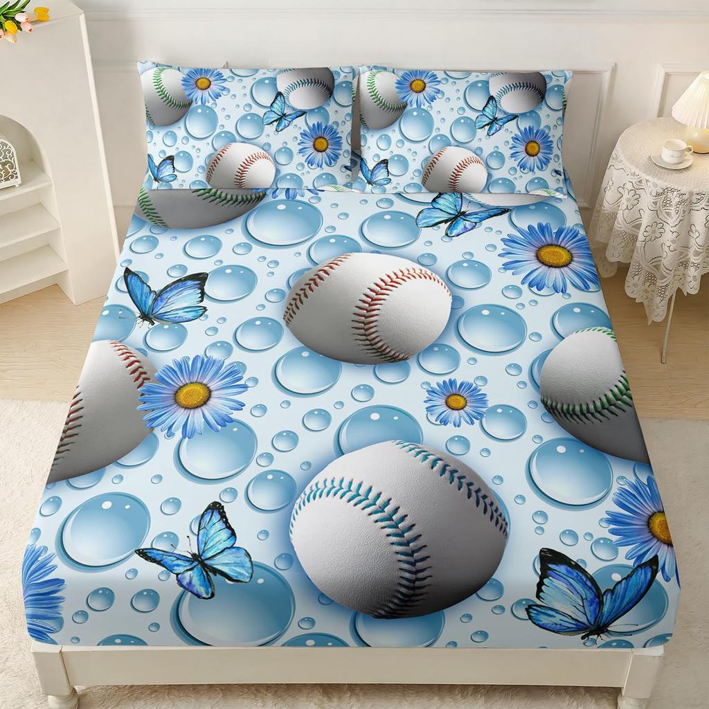 Матрас с рисунком «Спортивные мячи», трехпредметный комплект постельного белья с цифровой печатью, для взрослых и детей