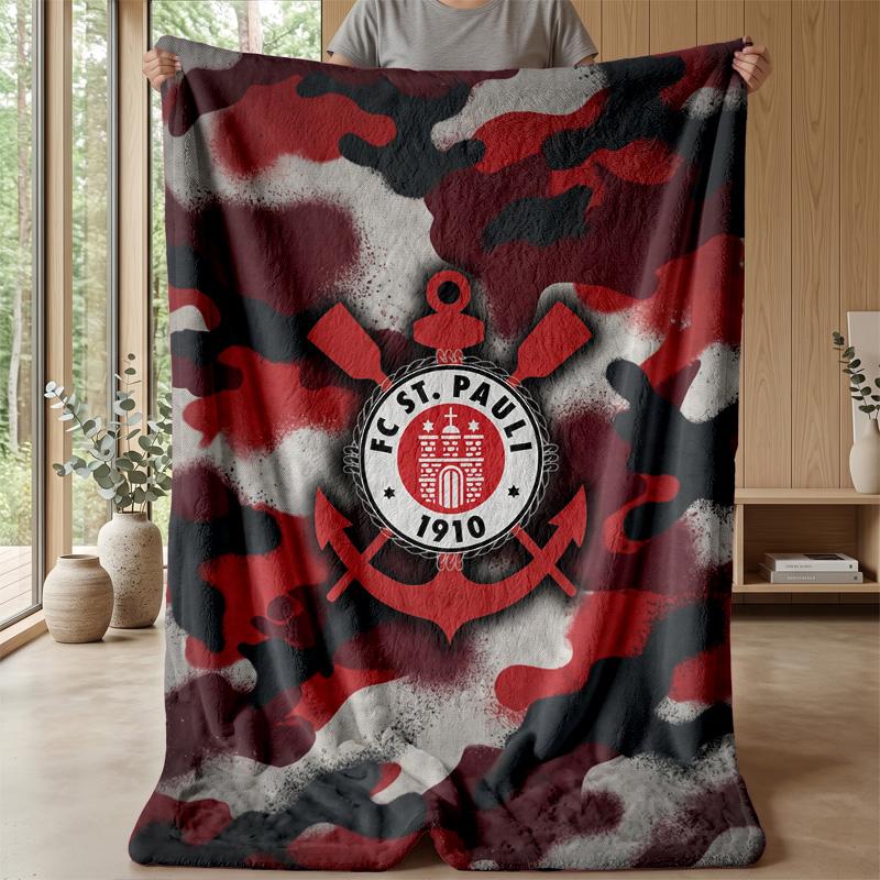 FC St. Pauli Football Print Flannel Blanket, Soft Warm Lightweight Throw Blanket for Sofa Bed Camping