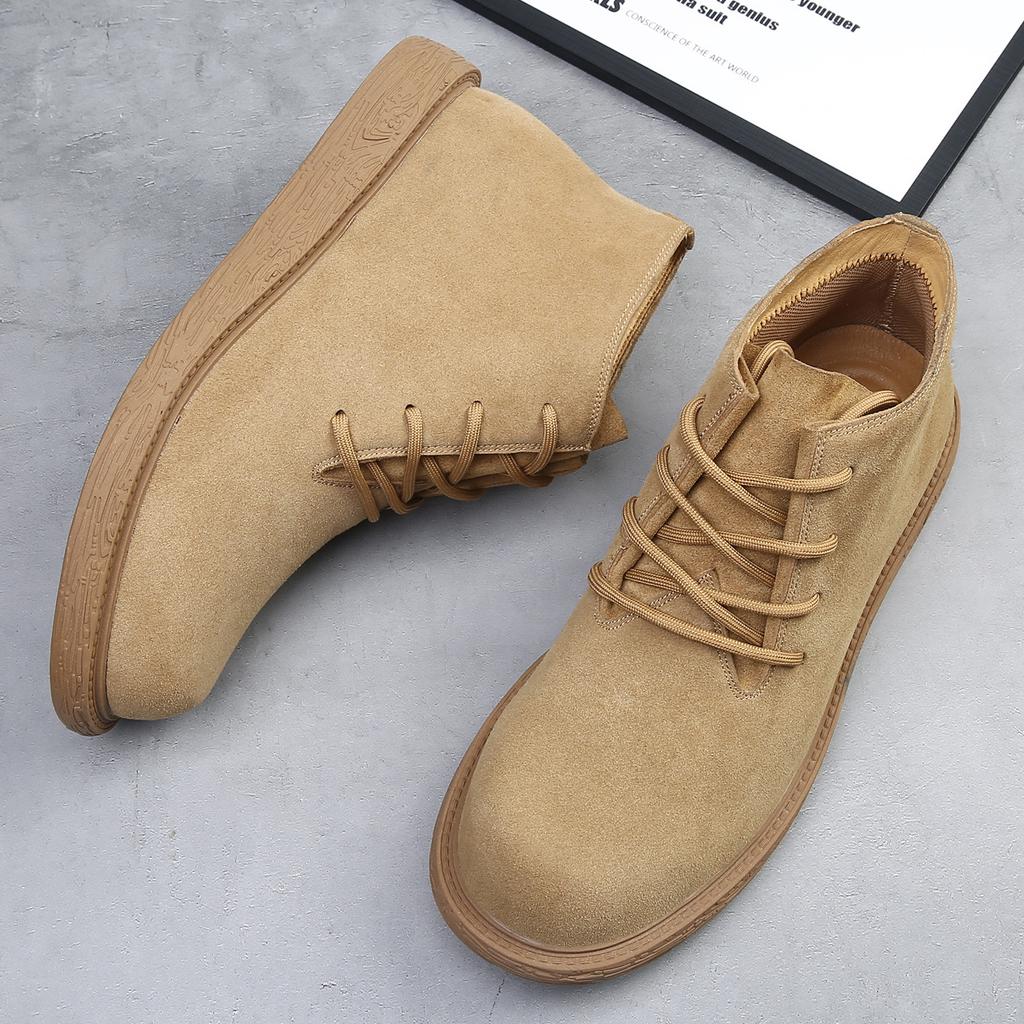 Мужские ботильоны в стиле ретро, универсальные, в британском стиле, помощь, ботинки на шнуровке, натуральная кожа для мужчин, высокие мужские ботинки, замша из коровьей кожи