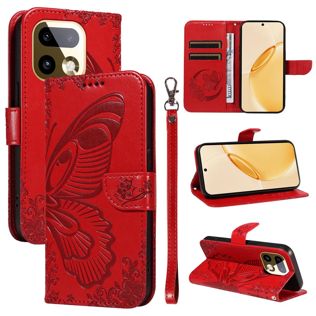 Leather Wallet Card Holder Flip Case for Realme 14 14T 14X 15 15X 15T 16 Note 70 C100 C85 C83 Pro Plus Butterfly Embossed Design