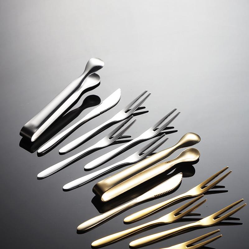 Короткая фруктовая вилка из нержавеющей стали 304, нож для лунного пирога, вилка в форме яичной скорлупы, подходящая фруктовая палочка, мини-зажим, подарок
