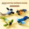 Chirping Bird Cat Toy Interactive Lifelike Plush Bird with Squeaky Sound And Feather Touch Activated Kitten Toy for Indoor Cats