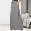 Женская макси-юбка с регулируемой завязкой, высокой талией, однотонная длинная юбка с карманами, повседневная рабочая юбка