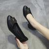 Одиночные туфли, женские осенние и зимние модели, женская кожаная обувь, нескользящая рабочая обувь на высоком каблуке с неглубоким носком, на толстом каблуке и с мягкой подошвой