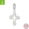 Luminous Cross Diy Pendant Accessories, Faith Retro Pattern S925 Sterling Silver Beads