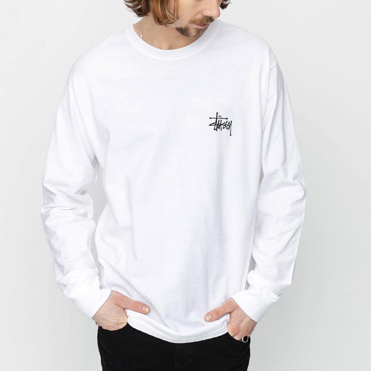Stussy Базовая футболка с длинным рукавом Унисекс Топы Белый 1994143