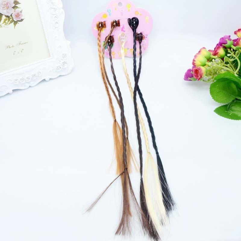 6pcs Girls Colorful Heart Wigs Ponytail Hair Ornament Princess Hair Claw Clips Twist Braid Headwear Kids Girls Hair Accessories