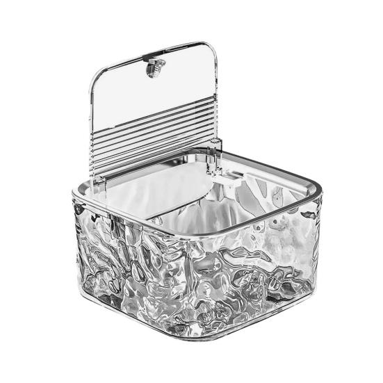 Transparent Desktop Bin Hair Accessories Case Water Ripple Jewelry Organizer with Press Open Lid Storage Box for Dressing Table Office