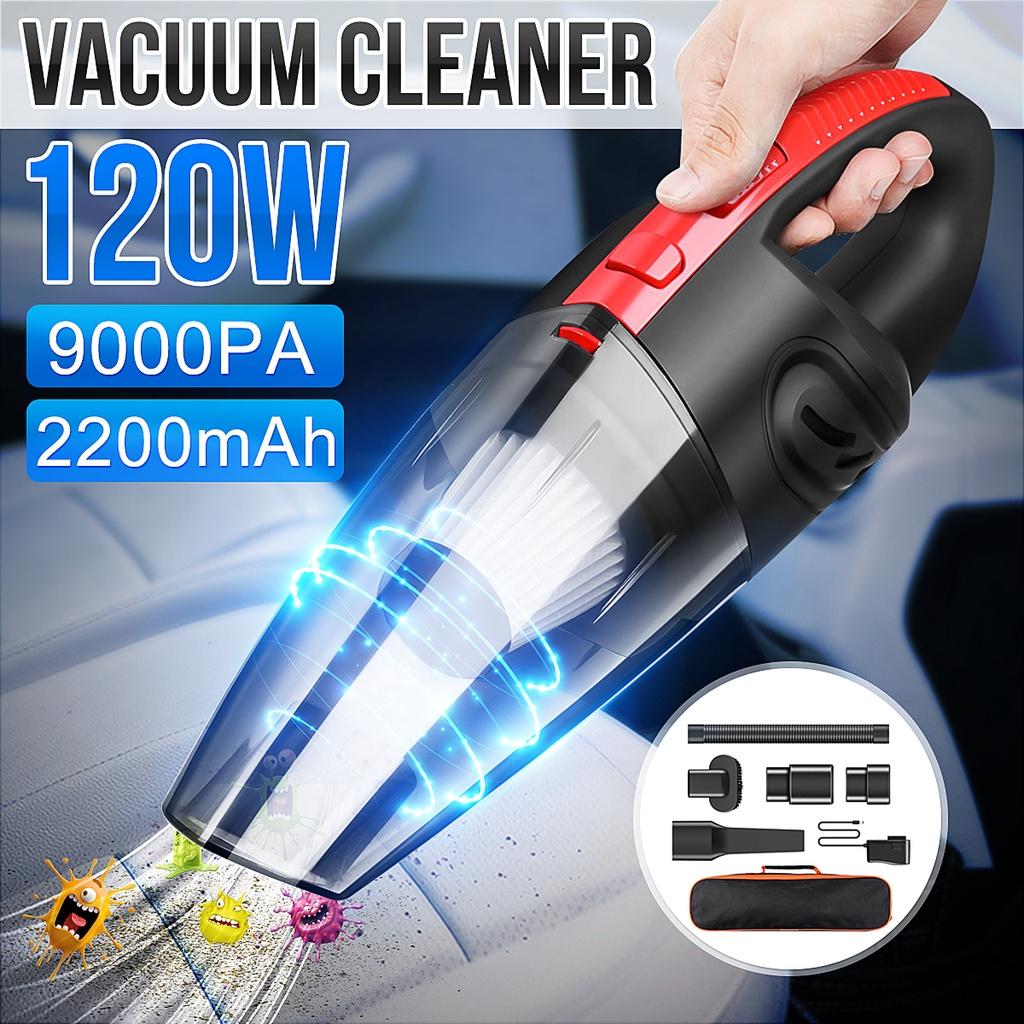 Mini Car Vacuum Cleaner Powerful Cyclone Suction 120W 9000PA Cordless Portable Household Dual-use Rechargeable Wet Dry Vacuum Cleaner