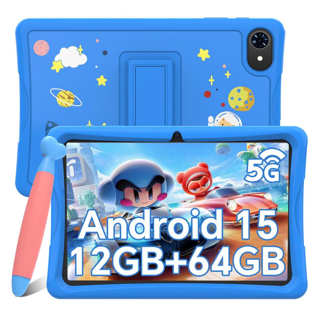 TABWEE K10 10,1-дюймовый планшет для детей Android 15, 4 ГБ ОЗУ 64 ГБ ПЗУ, Большой дисплей Widevide L1, Восьмиядерный RK3562, 5000 мАч, 5G Wi-Fi