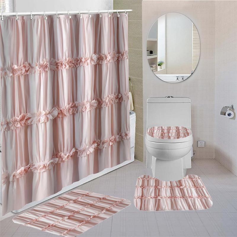 Водонепроницаемая занавеска для душа с 12 крючками, чехлы для унитазов, сиденья, коврики для ванной для ванной комнаты, нескользящий коврик, ковер, занавеска для окон
