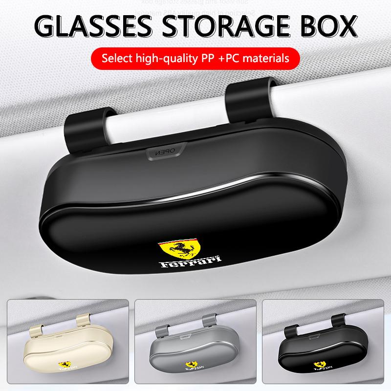Car Glasses Storage Case Sunglasses Box Sun Visor Eyeglasses Clip For Ferrari Roma 488 Portofino Spider SF90 Superfast LaFerrari JQ2