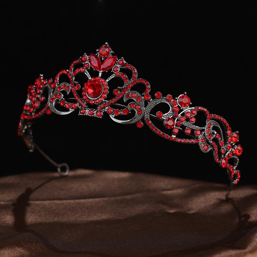 Retro and Fashionable Water Diamond Crown Headwear Halloween Black Crown Cosplay Costume Party and Ball Style Accessories