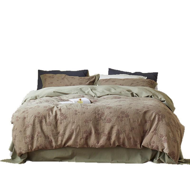 Retro Wabi-Sabi Pure Cotton Jacquard Four-Piece Bedding Set - Vintage High-End Feel Sheets & Duvet Covers
