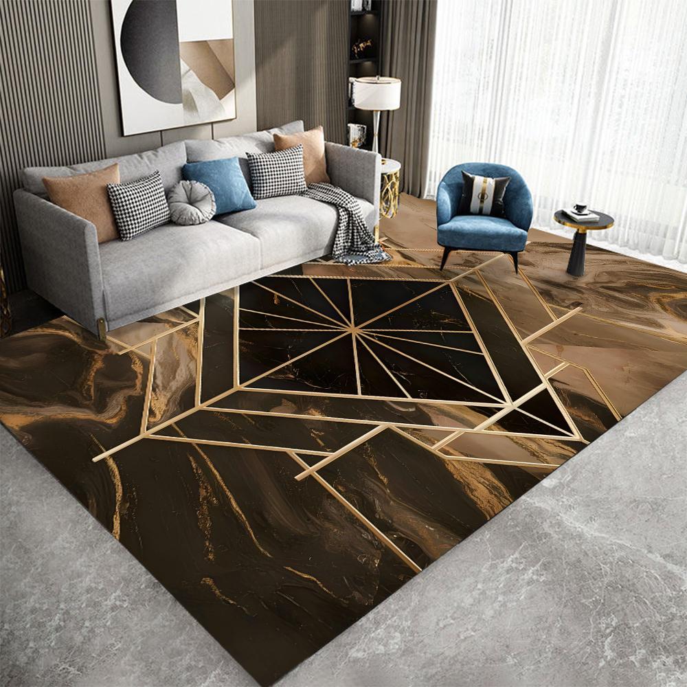Luxurious Marble Geometic Carpet for Home Living Room Floor Mat Non-slip Bedroom Bedside Coffee Table Area Rugs Bathroom Doormat