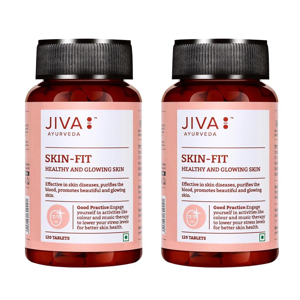Jiva Skin-Fit Tablets 500gm | 100% Ayurvedic Formula Purifies Blood | Improves Skin Health & Complexion |- 120 Tablet (Pack of 2)