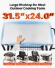 Outdoor Grill Cart, 800 x 610mm Stainless Steel Tabletop Size Grilling Table, Outdoor Cooking Table with 4 Wheels & Side Handle, Two Mesh Shelves, BBQ