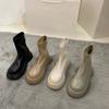 Толстая подошва матча тонкие ботинки мартин женская обувь 2025 новая корейская версия мягкая кожа большая голова короткие ботинки весна и осень одинарные ботинки