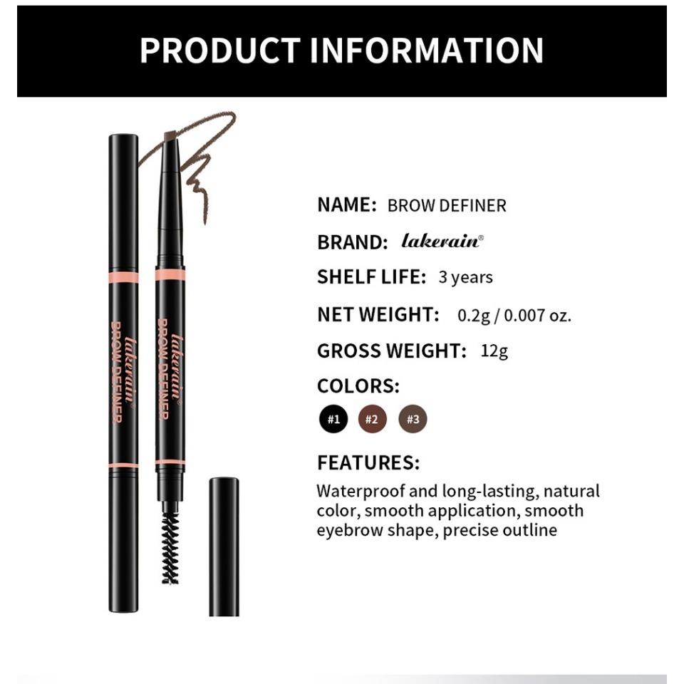 Lakerain  Waterproof and Sweat-proof Eyebrow Pencil, Rotating Eyebrow Pencil, Non-faint and Non-fading Wild Eyebrow Pencil