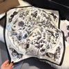 New white 71CM premium silk scarf women's neck protector scarf spring and autumn retro scarf shawl tied bag straight hair