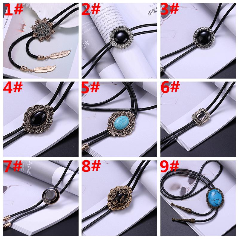 Мужской галстук-боло в европейском и американском стиле, галстук-бабочка с драгоценным камнем, винтажное ожерелье с хрустальным цветком