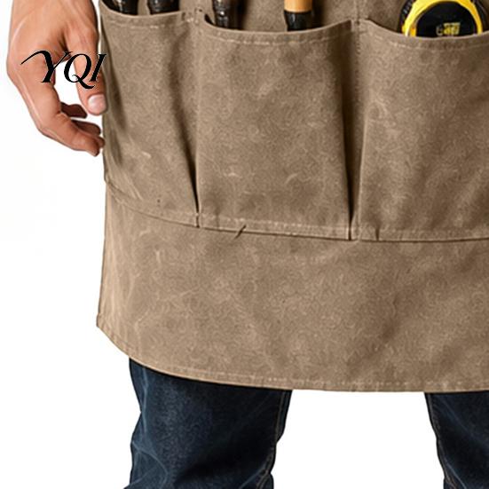 Stain Resistant Kitchen Apron Work with Pockets & Tool Strap, Heavy Duty for Utility Woodworking Gardening Mechanical Repair, Waterproof Men Women