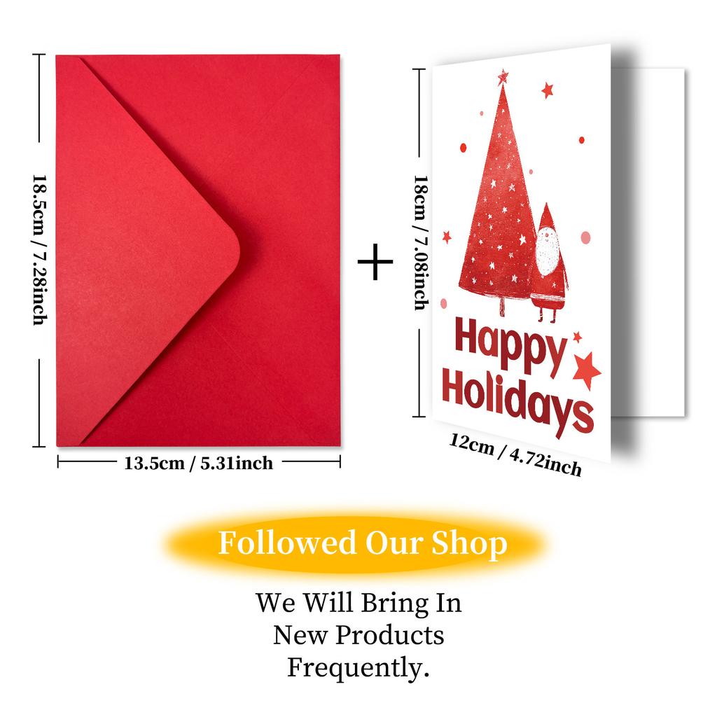 10PCS Christmas Greeting Cards Set with Envelopes, Cartoon Hand-drawn Xmas Cards for Holiday Wishes & Gifts