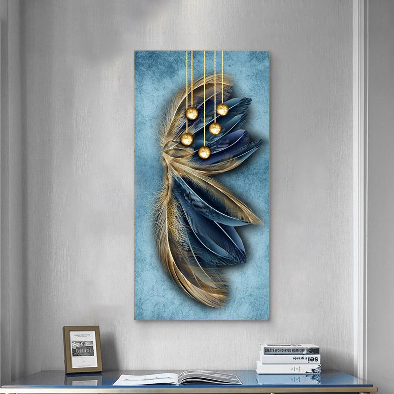 Скандинавские картины на холсте, настенные художественные картины, абстрактные красочные постеры с перьями для гостиной и крыльца, украшения, принты, без рамки