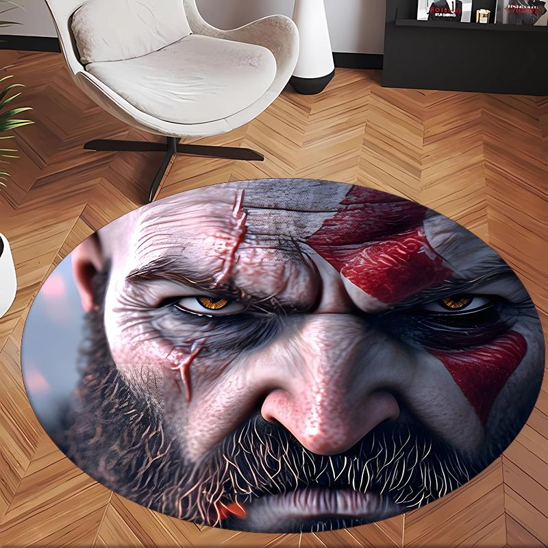 Kratos (1) Round Office Rug Decorative Floor Rug for Office Bedroom Living Room and Home Space