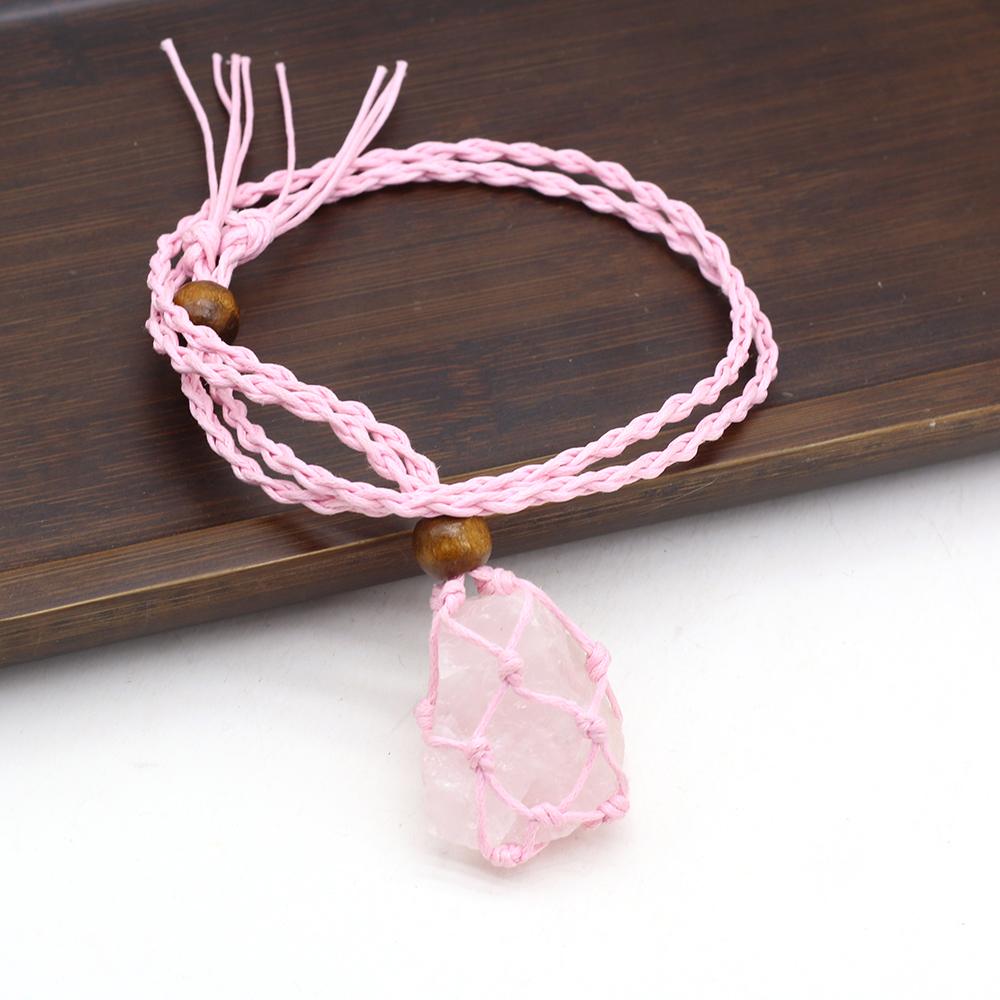 Женское ожерелье натуральный оригинальный камень сетчатый пакет нерегулярный кулон плетеная веревка подвески унисекс любовь романтическая подарочная цепочка 50 см