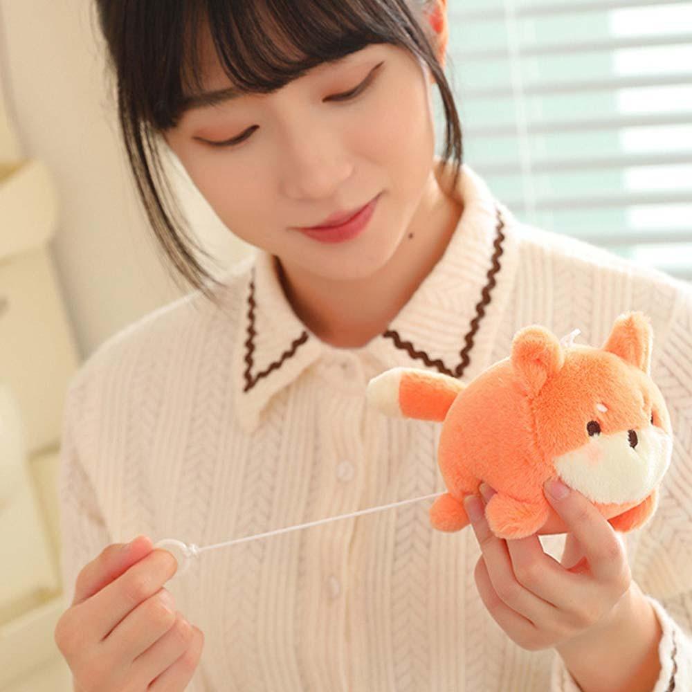 Mental Rotate Tail Plush Toy Rabbit Chick Key Ring Funny Pink Pig Plush Keychain Backpack