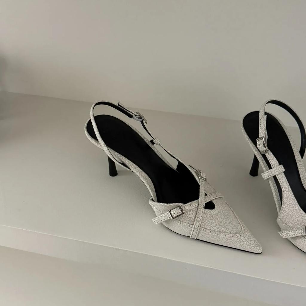 2025 Новые женские джинсовые босоножки на каблуке с острым носком, туфли для офисной леди, красивые женские туфли на высоком каблуке, обувь, сандалии женские