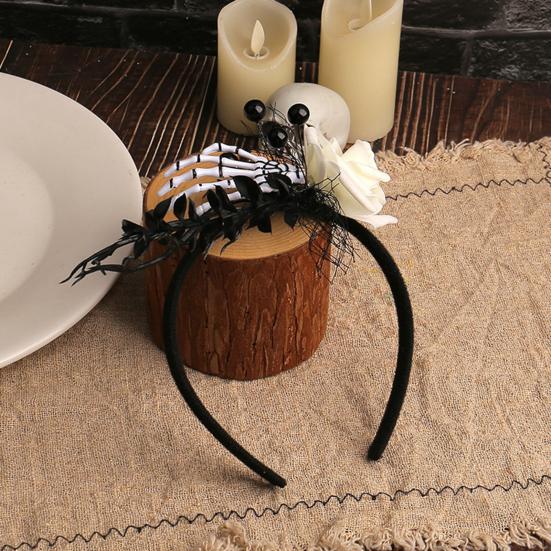 Halloween Flower Headband for Women Gothic Rose Skull Skeleton Hand Headpiece Floral Cosplay Dress-up Accessory for Halloween Parties Events