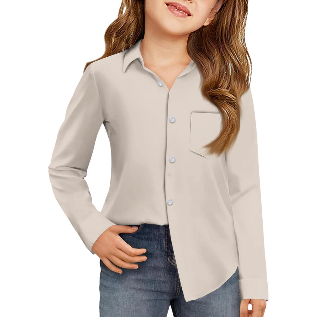 Girls' Button-Down Shirt - Long Sleeve Dress Blouse