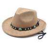 New jazz hat hat ethnic Tibetan style western cowboy hat windbreak rope top hat autumn and winter men's and women's felt hats