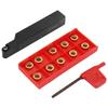 Hilitand Lathe Turning Lathe Insert 10pcs RPMT10T3MO Insert Blades SRAPR1616H10 Lathe Turning Tool Holder 1pc Wrench Tool, Holder, + +