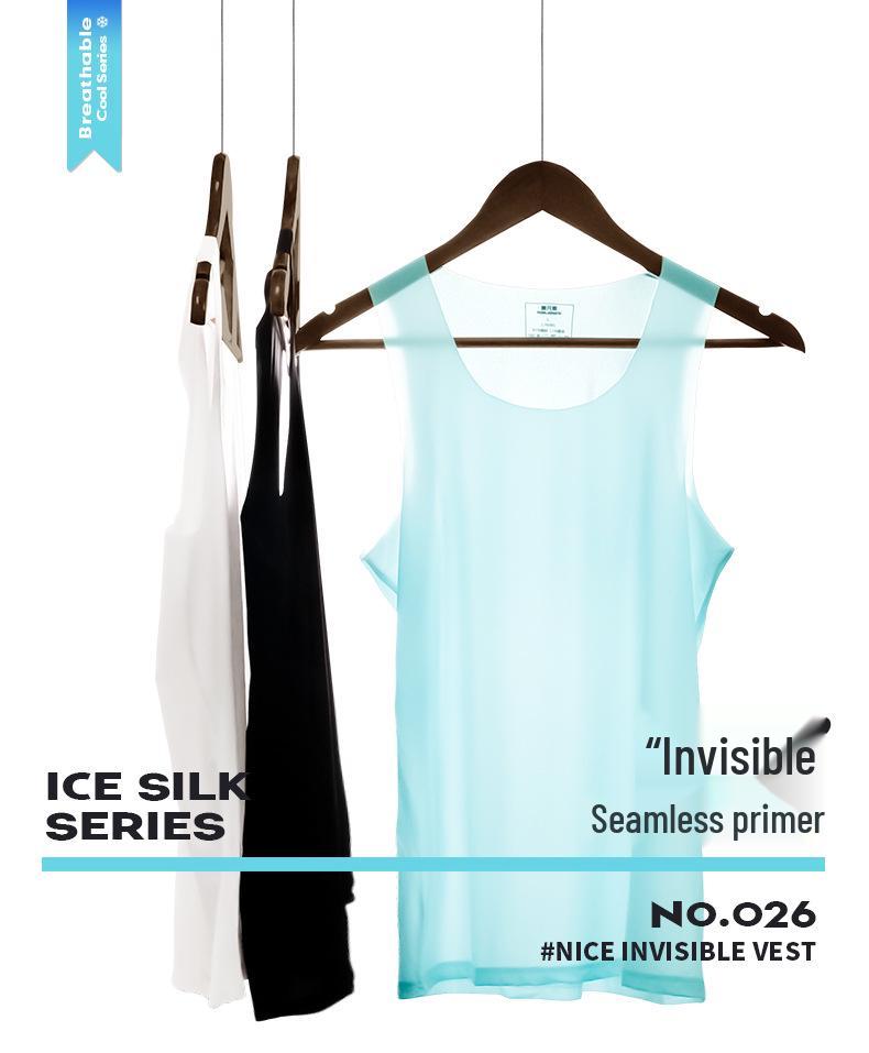 Мужская бесшовная майка-борцовка из ледяного шелка