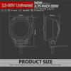 2X 2,75 дюйма 70 Вт 5000 лм светодиодные фары-прожекторы, рабочая лампа, точечный свет с ангельским глазом, внедорожный внедорожник, квадроцикл, джип, мотоцикл DRL, дальний/ближний свет, мигающий