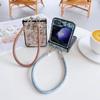 Wrist Strap Luxury PU Leather Phone Case for Samsung Galaxy Z Flip 6 5 4 3 5G Hinge Protection Shockproof Cover