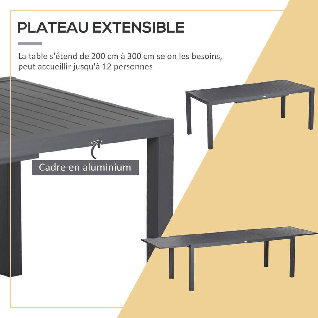 Garden Furniture Set in Aluminium and Textilene Extendable Table 8/12 People 12 Stackable Chairs Grey