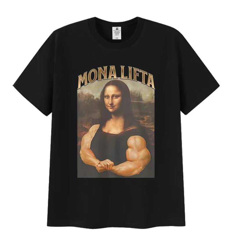 Mona Lifta Забавная футболка с графическим принтом для спортзала, унисекс, женская, винтажная, высокое качество, модная футболка, повседневная, 100% хлопок, футболки с коротким рукавом, топы