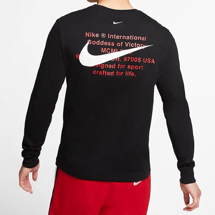 Nike Swoosh Повседневный Спортивный Двойной Крючок Круглый Вырез Длинный Рукав 'Черный' DB6156-010