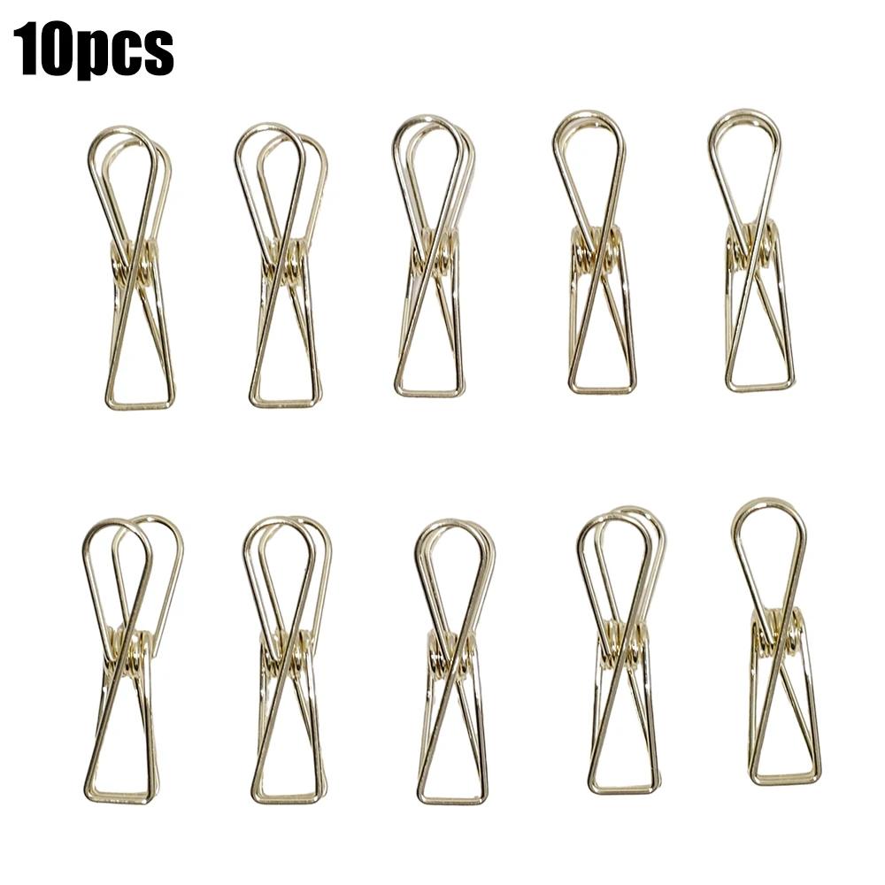 10PCS Multipurpose Windproof Clothespin Metal Hollow Dovetail Clamps Sturdy Hanging Clips Towels Socks Clips Home Storage Tools