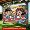 1pc 2D Chilean flag and Chile Viva Party background with Chilean map and coat of arms, no electricity required - wsj
