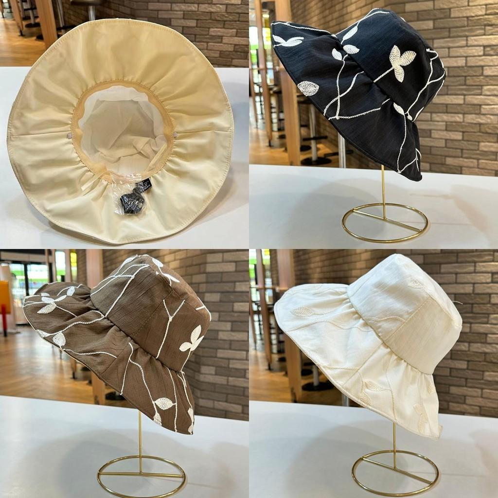 Корейская панама с узором из листьев для женщин, со складными широкими полями, в стиле ретро, регулируемого размера, защита от солнца