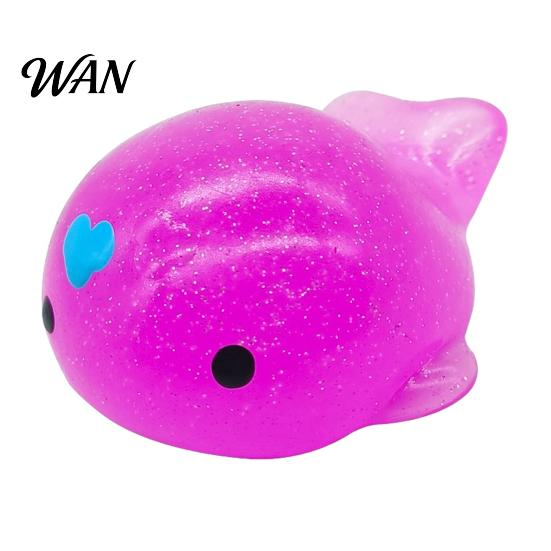 Animal Pinch Toy Mini Glitter Squeeze Toy, Whale Hedgehog Dolphin Crab Rabbit TPR Stress Ball Anxiety Relief Stretchy Ball, Party Favors Portable