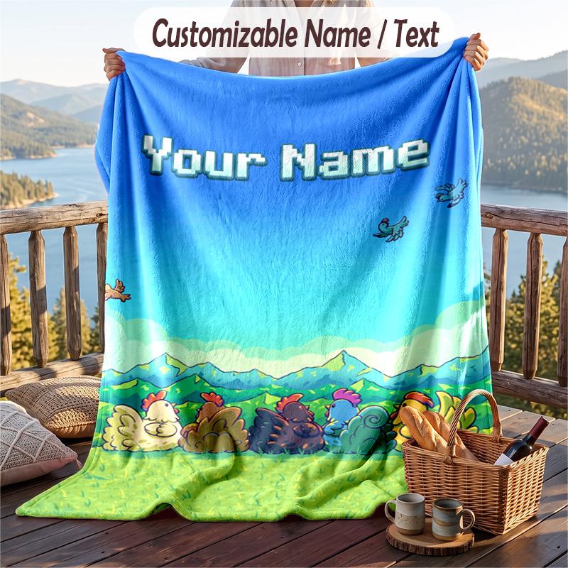 Custom Text Flannel Throw Blanket, Lightweight Cozy Bed Sofa BlanketStardew Valley
